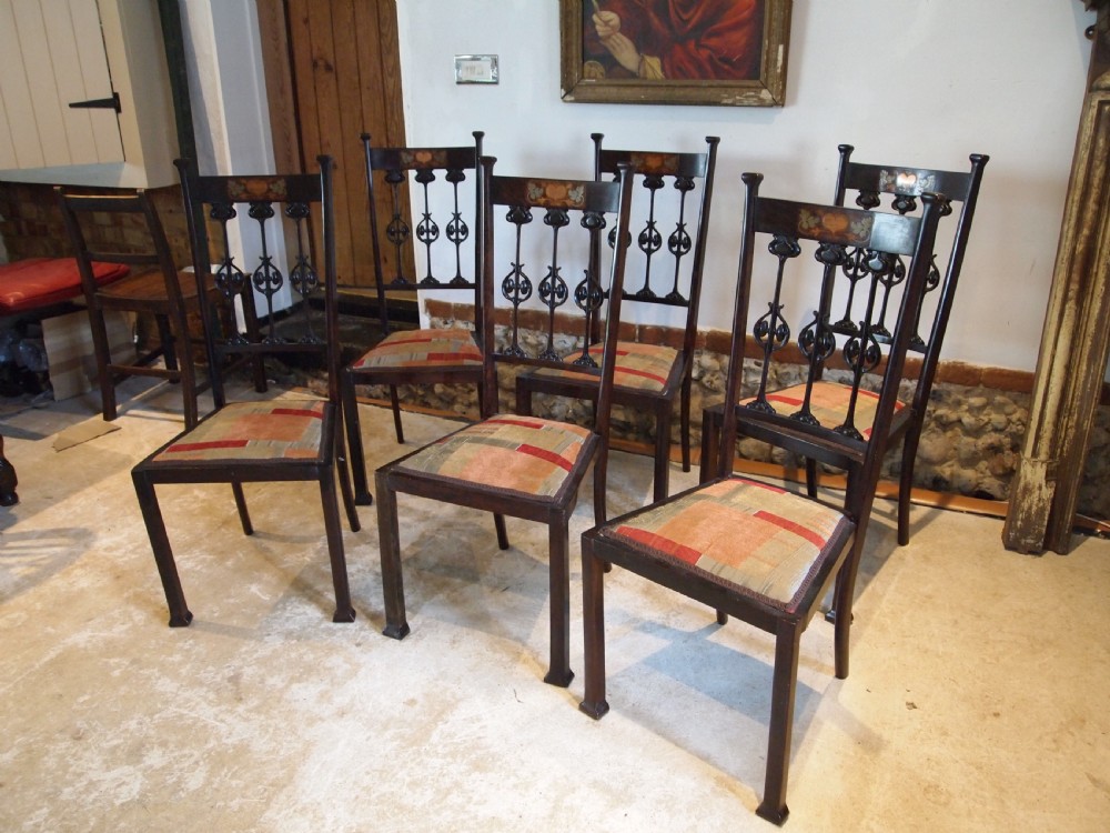 Chairs set of six fine Art Nouveau chairs attri Sapland & Petter c1900 View VII