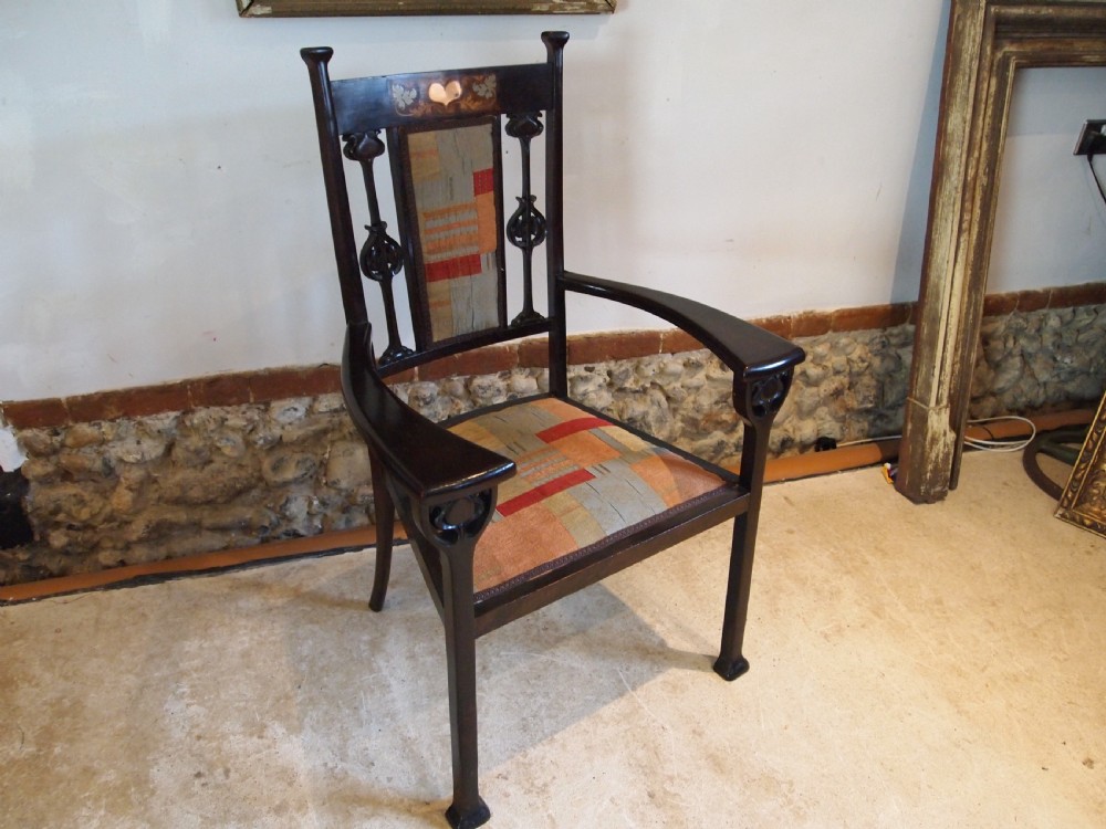Armchair fine Art Nouveau attri to Shapland and Petter c1900 View V