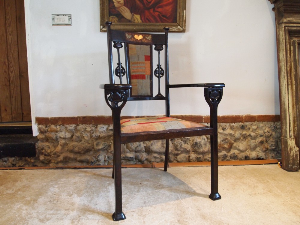 Armchair fine Art Nouveau attri to Shapland and Petter c1900 View VI