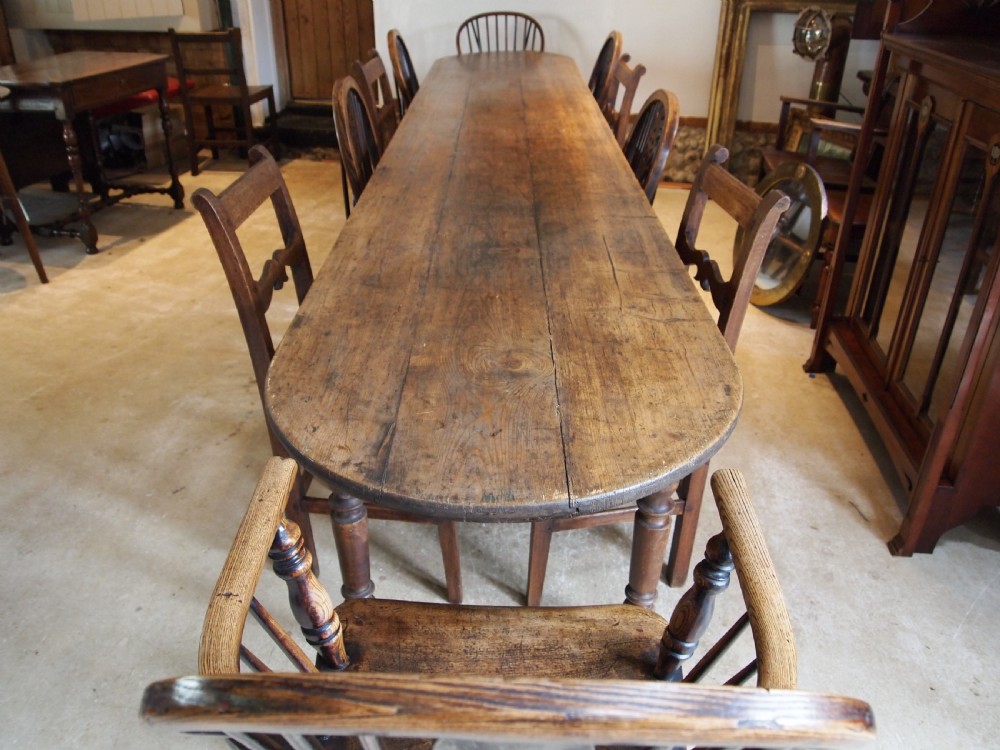 Table rare French harvest refectory dining farmhouse c1880 View X