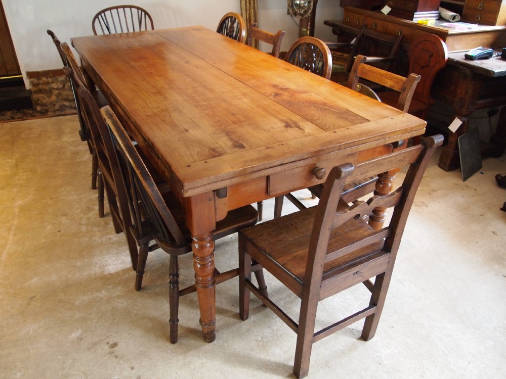 Table rare stunning Cherry refectory extending French c1860 View XI
