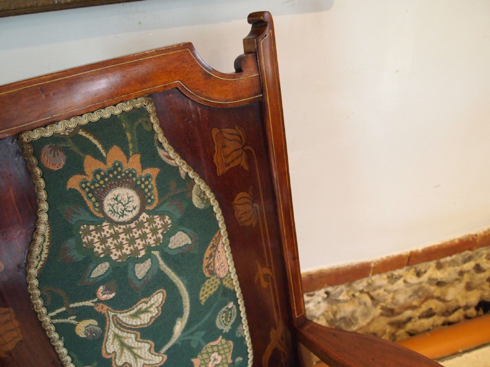 Chair rare Arts and Crafts inlaid armchair c1880 View II