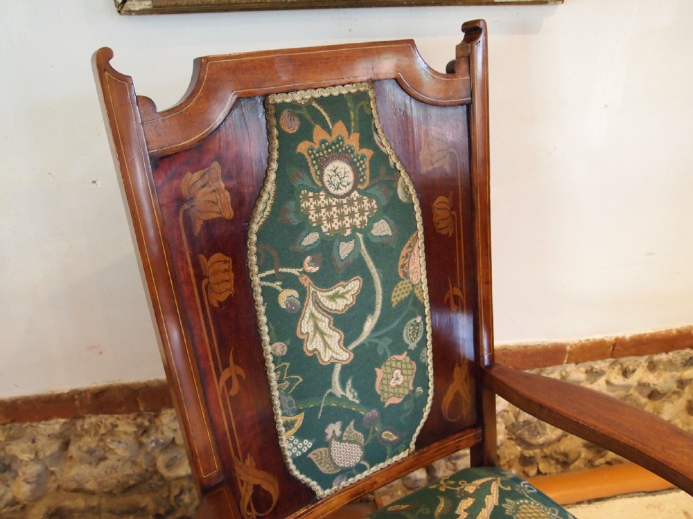 Chair rare Arts and Crafts inlaid armchair c1880 View IV