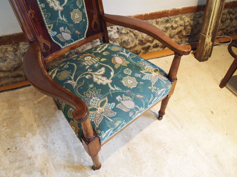 Chair rare Arts and Crafts inlaid armchair c1880 View VII