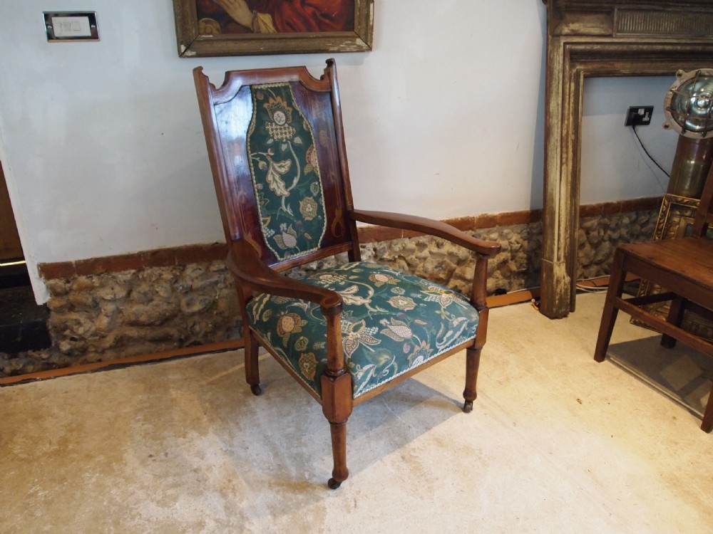 Chair rare Arts and Crafts inlaid armchair c1880 View IX