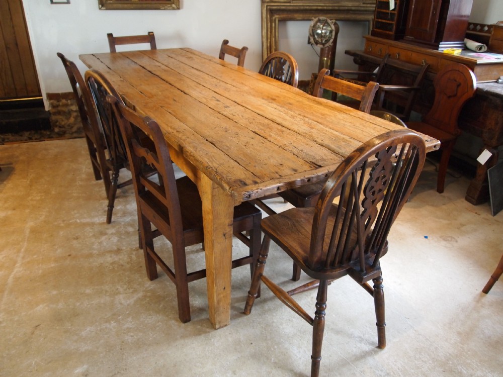 Table refectory George III Ash dining farmhouse c1800 View IV