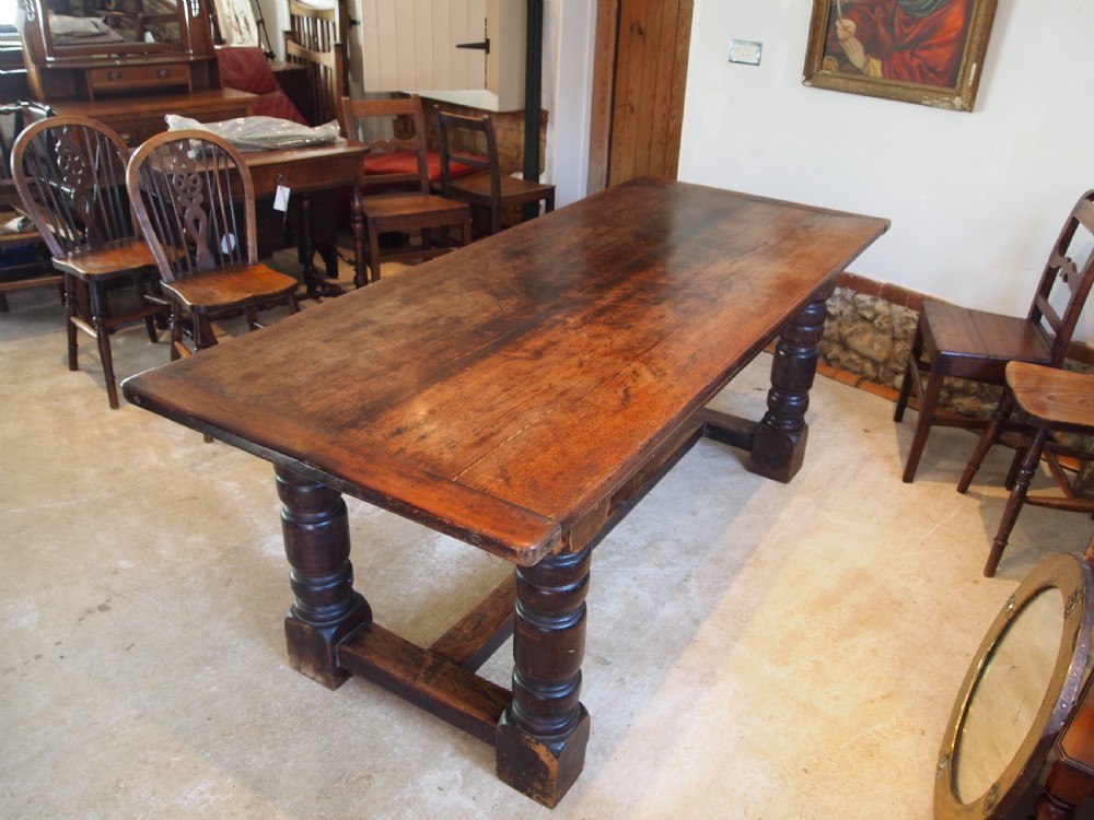 Table refectory dining 17th Century style Oak and Walnut c1900