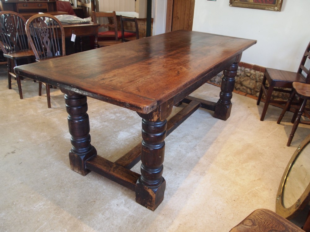 Table refectory dining 17th Century style Oak and Walnut c1900 View III