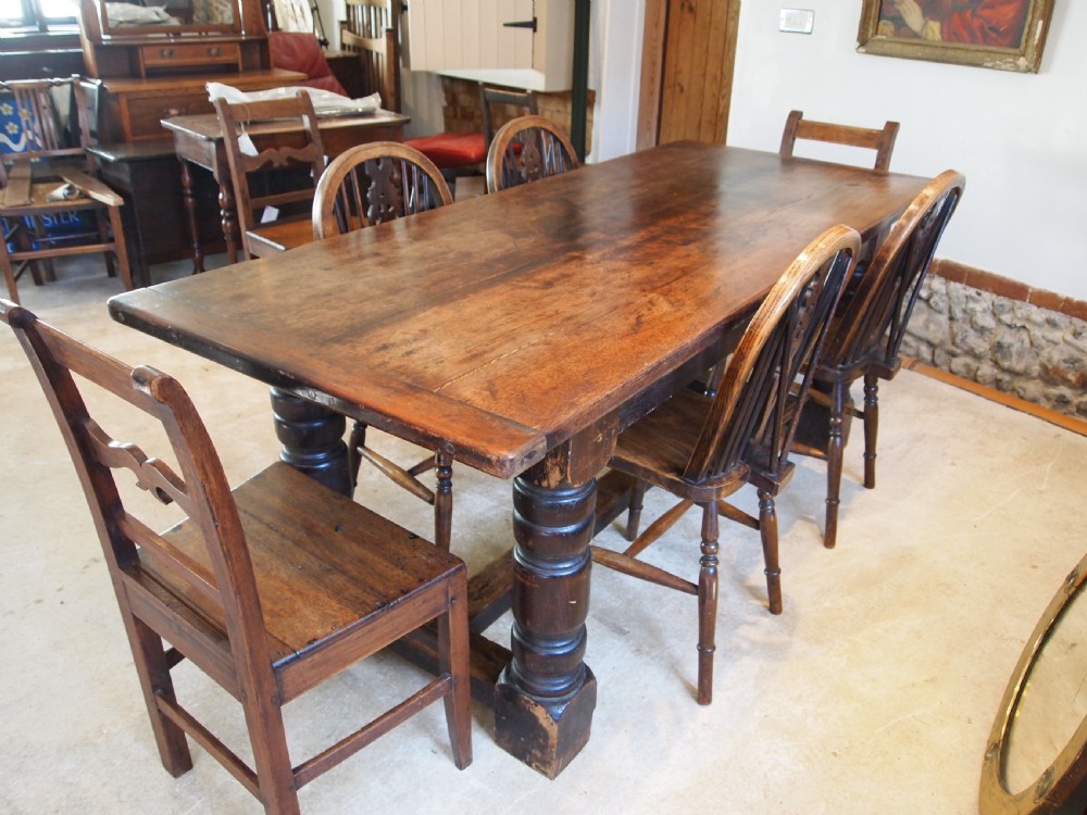 Table refectory dining 17th Century style Oak and Walnut c1900 View IV