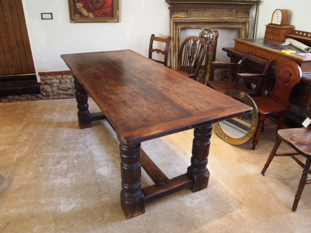 Table refectory dining 17th Century style Oak and Walnut c1900 View VI