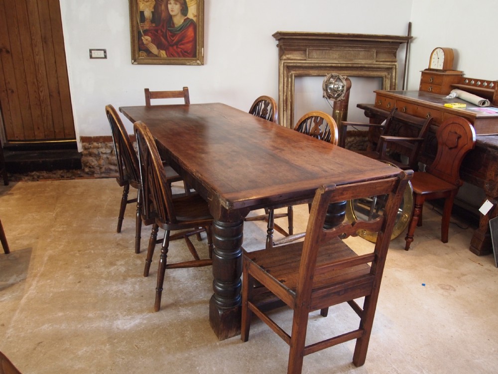 Table refectory dining 17th Century style Oak and Walnut c1900 View VIII