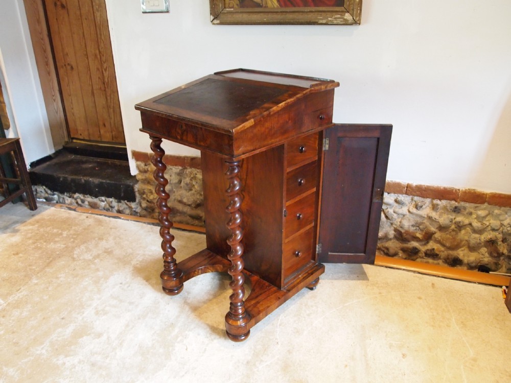 Davenport desk Victorian Burr Walnut c1840