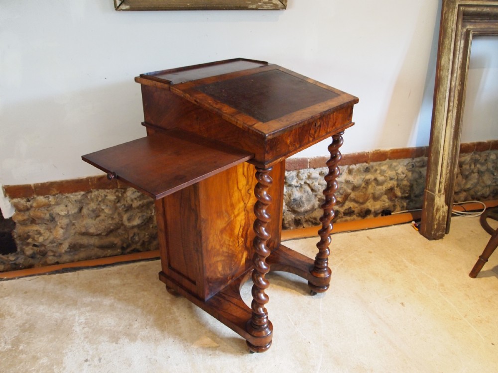 Davenport desk Victorian Burr Walnut c1840 View IV