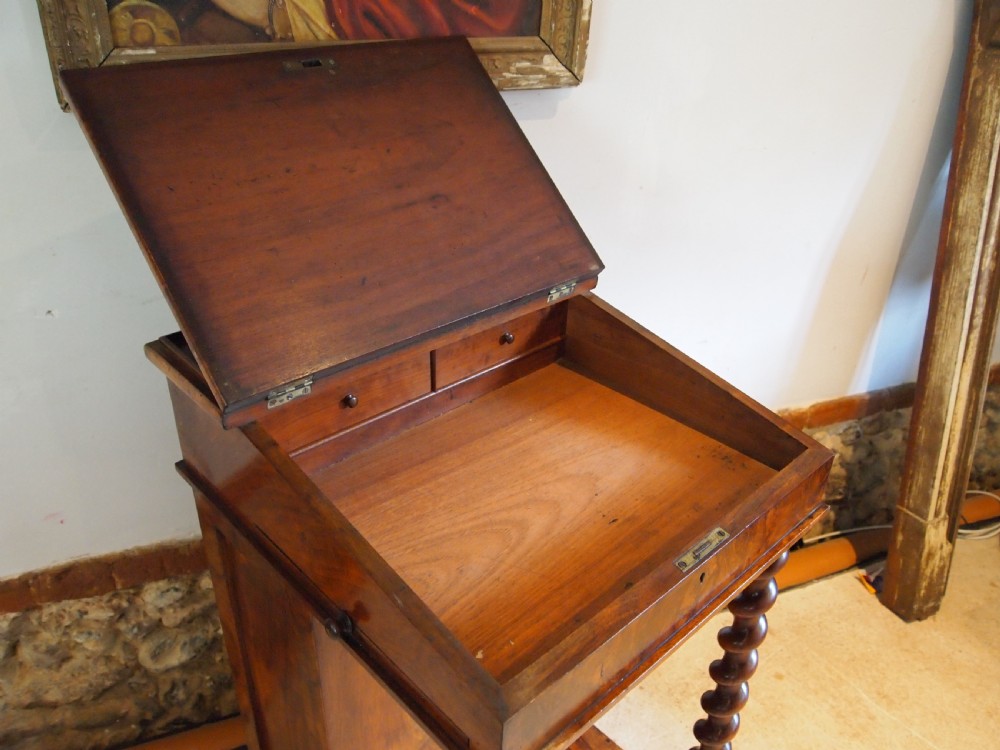 Davenport desk Victorian Burr Walnut c1840 View VII