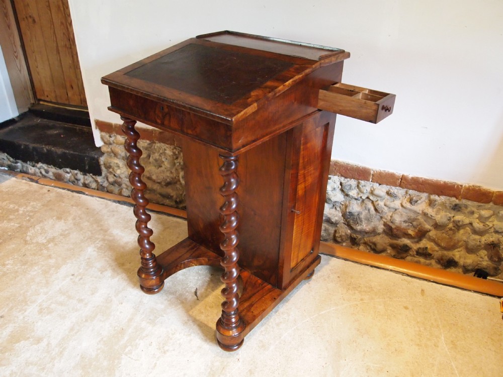 Davenport desk Victorian Burr Walnut c1840 View X