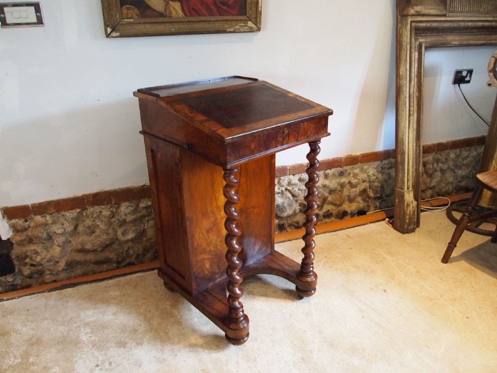 Davenport desk Victorian Burr Walnut c1840 View XI