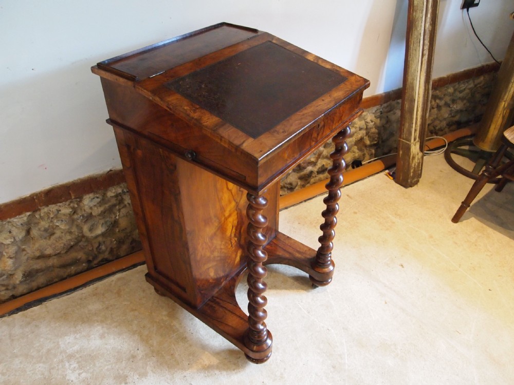 Davenport desk Victorian Burr Walnut c1840 View XII