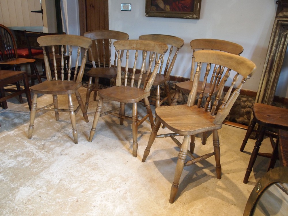 Chairs set of 6 Edwardian Beeck & Elm Windsor kitchen dining c1900 View IV
