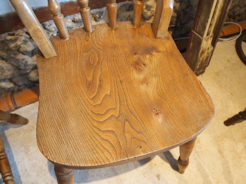 Chairs set of 6 Edwardian Beeck & Elm Windsor kitchen dining c1900 View VI