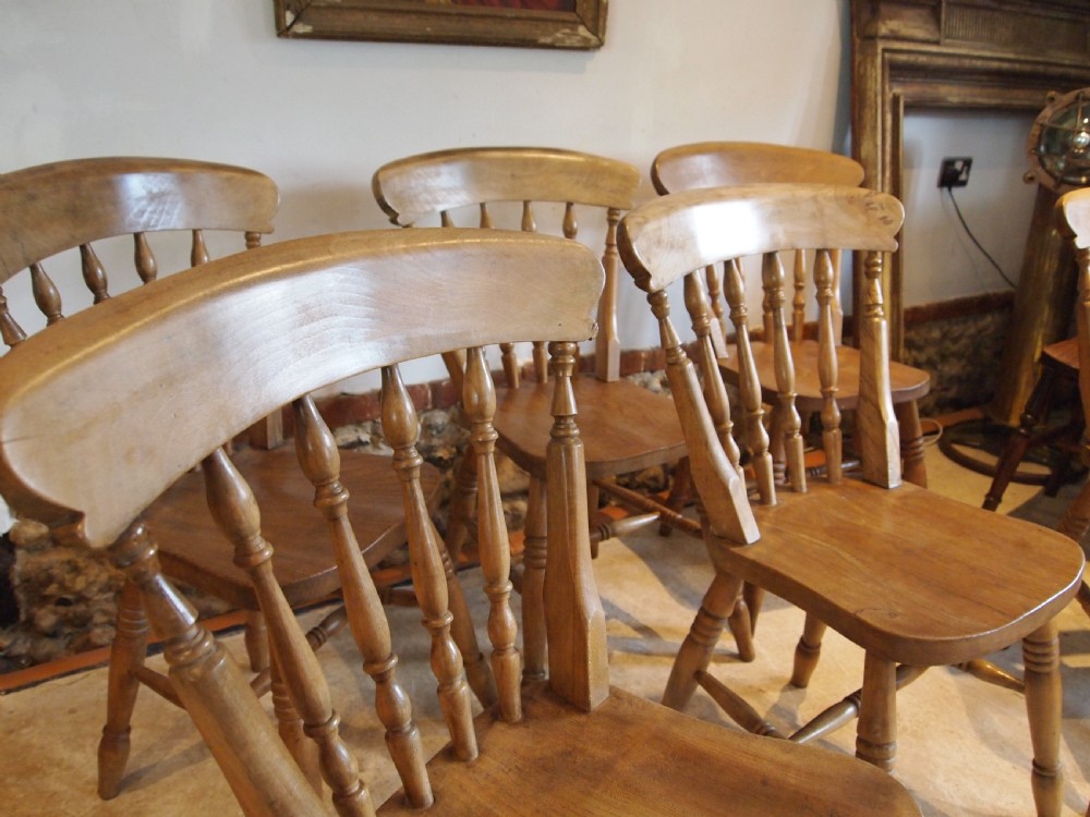 Chairs set of 6 Edwardian Beeck & Elm Windsor kitchen dining c1900 View VII