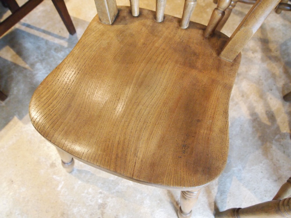 Chairs set of 6 Edwardian Beeck & Elm Windsor kitchen dining c1900 View VIII