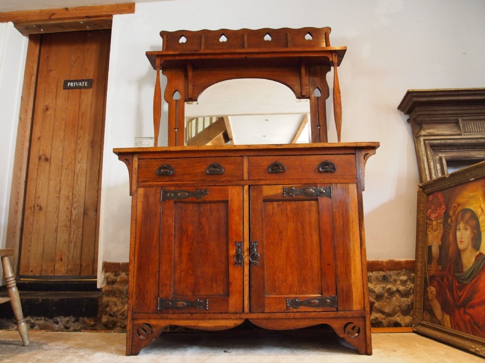 Dresser sideboard superb Arts and Crafts Oak Voysey style c1900 View IX