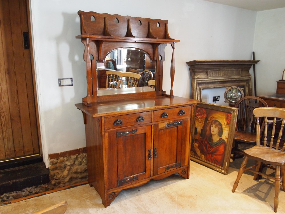 Dresser sideboard superb Arts and Crafts Oak Voysey style c1900 View XII