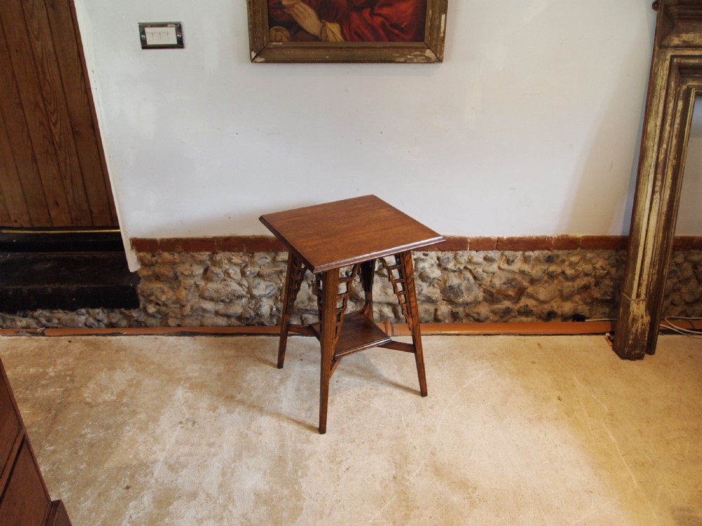 Table superb Arts and Crafts Oak hall lamp side c1900 View V