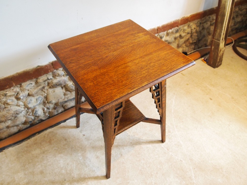Table superb Arts and Crafts Oak hall lamp side c1900 View VII