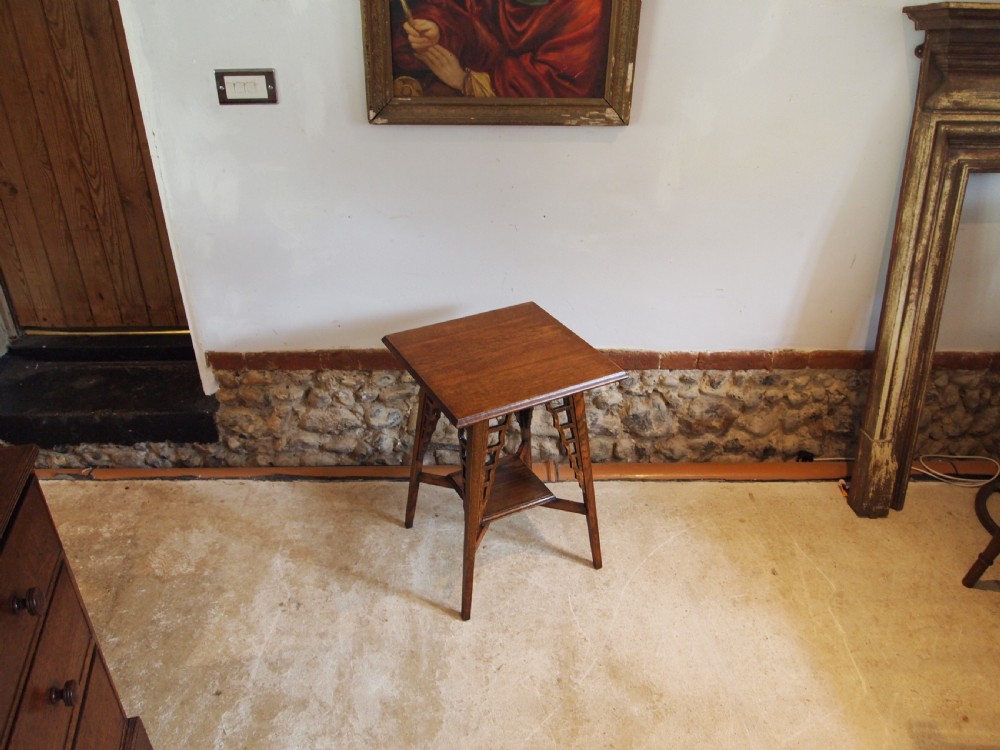 Table superb Arts and Crafts Oak hall lamp side c1900 View IX