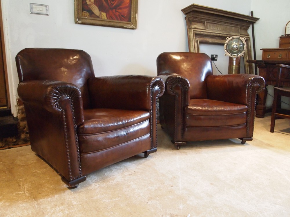 Chairs outstanding pair of Edwardian Club armchairs c1900 View II