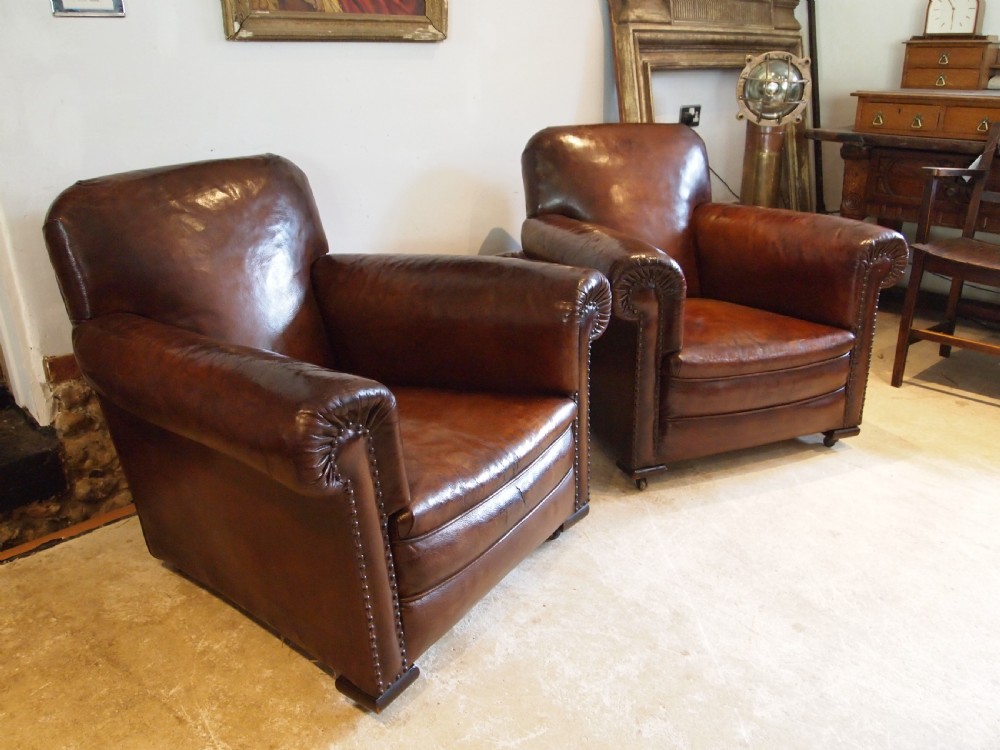 Chairs outstanding pair of Edwardian Club armchairs c1900 View IX