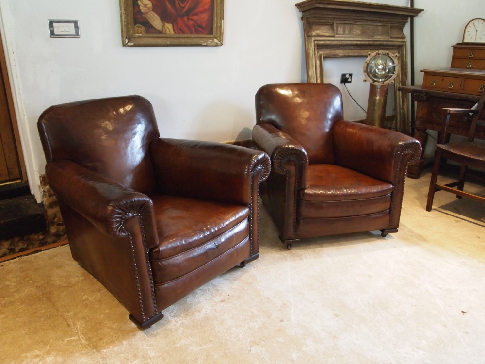 Chairs outstanding pair of Edwardian Club armchairs c1900 View XI