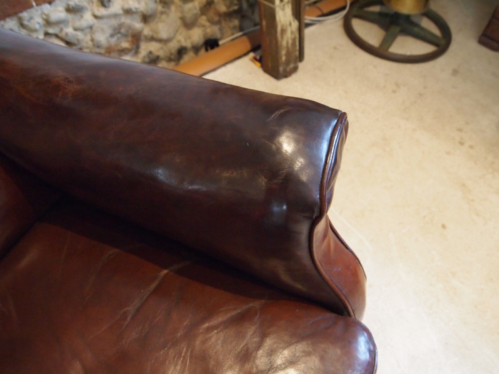 Chair stunning Edwardian Chestnut leather easy club chair c1910 View II
