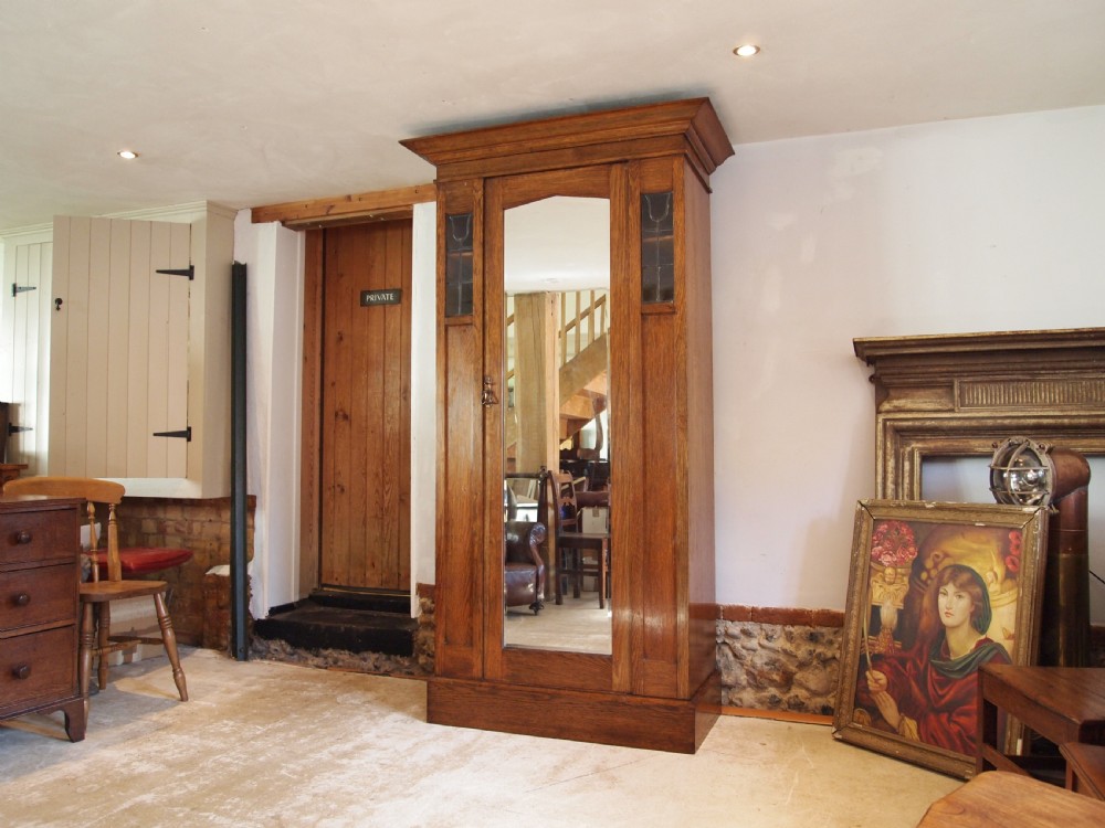 Wardrobe Arts and Crafts Oak Liberty style c1900
