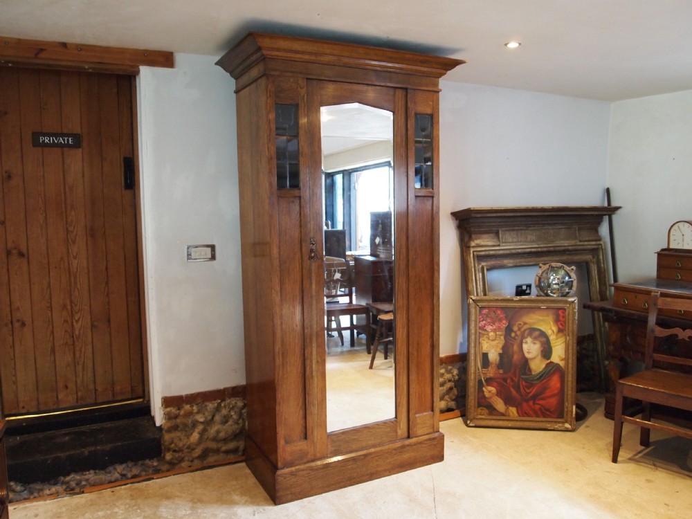 Wardrobe Arts and Crafts Oak Liberty style c1900 View IX