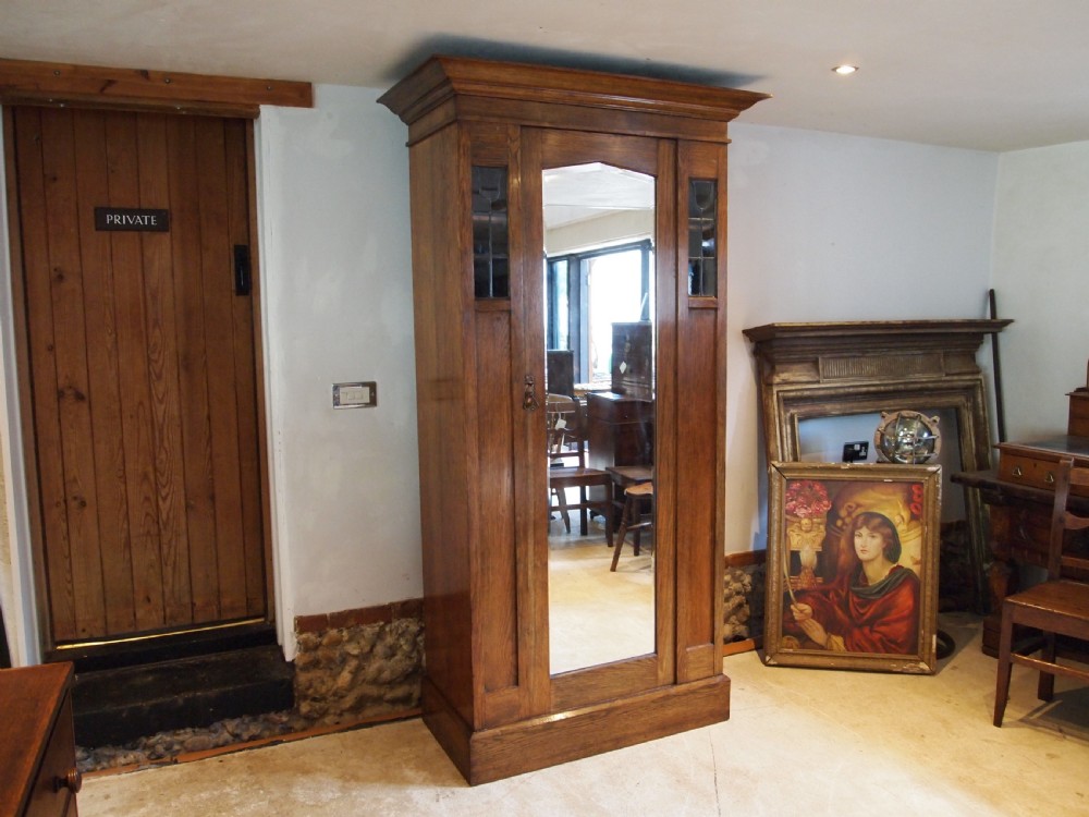 Wardrobe Arts and Crafts Oak Liberty style c1900 View XV