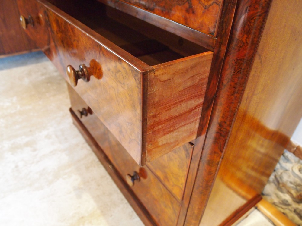 Chest of drawers fine quality Victorian Burr Walnut c1860 View VI