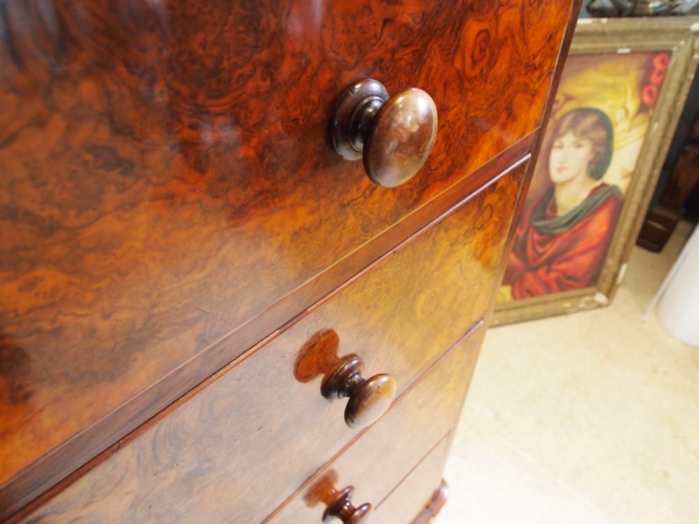 Chest of drawers fine quality Victorian Burr Walnut c1860 View VII