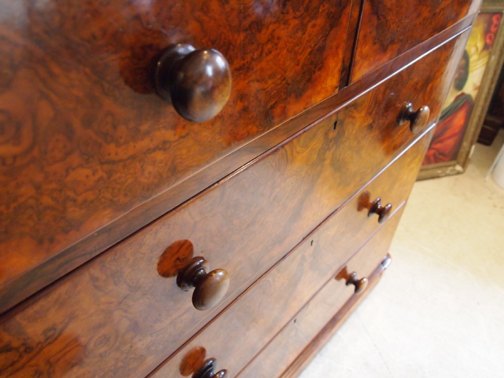 Chest of drawers fine quality Victorian Burr Walnut c1860 View VIII
