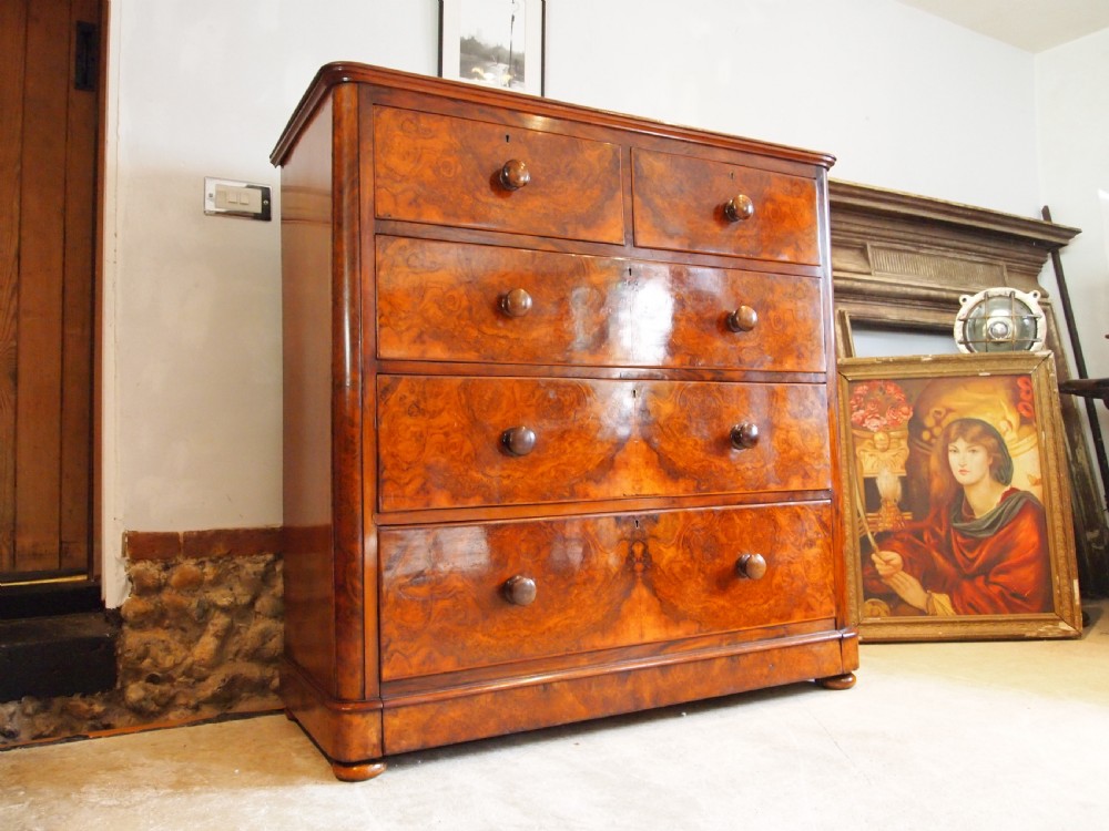 Chest of drawers fine quality Victorian Burr Walnut c1860 View XI