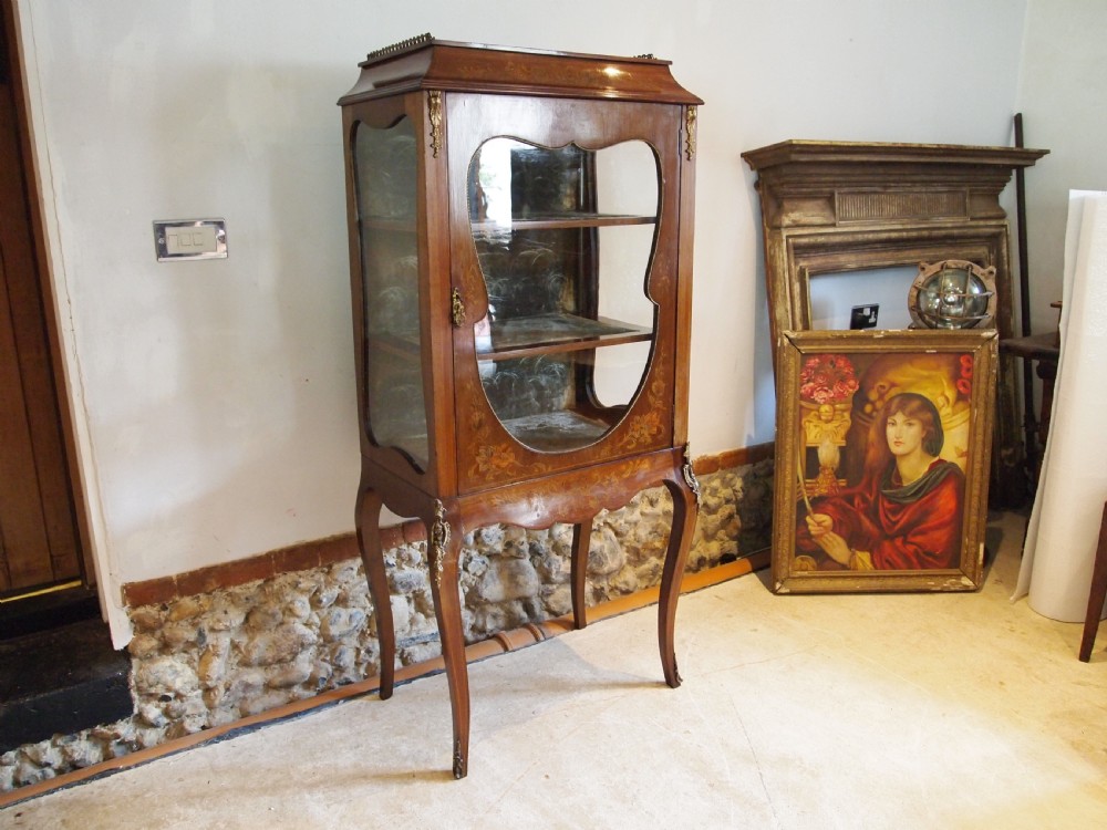 Cabinet display fine inlaid Victorian Mahogany c1890
