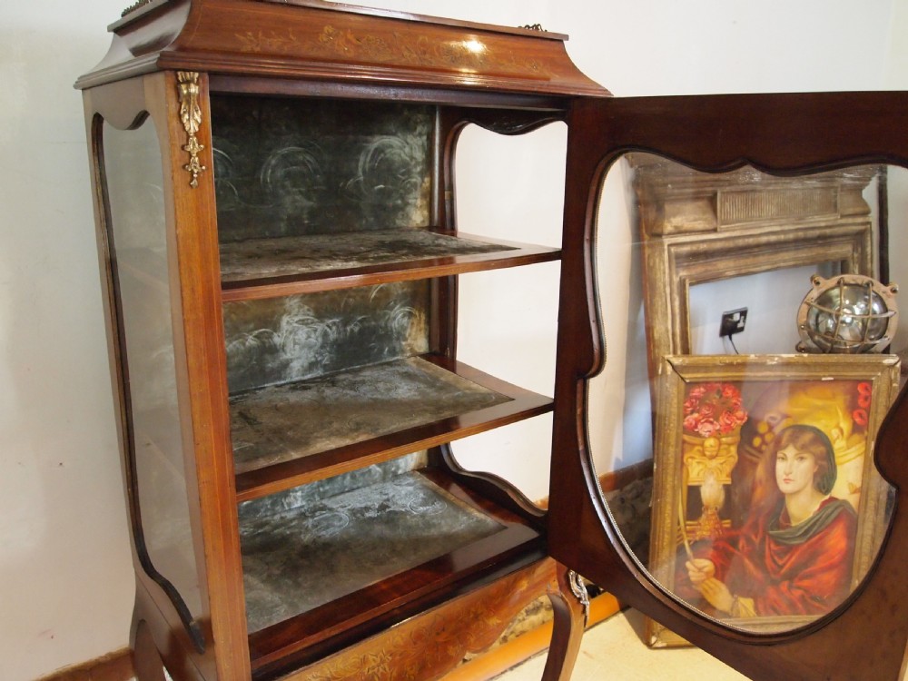 Cabinet display fine inlaid Victorian Mahogany c1890 View III