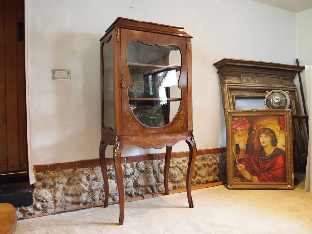 Cabinet display fine inlaid Victorian Mahogany c1890 View V