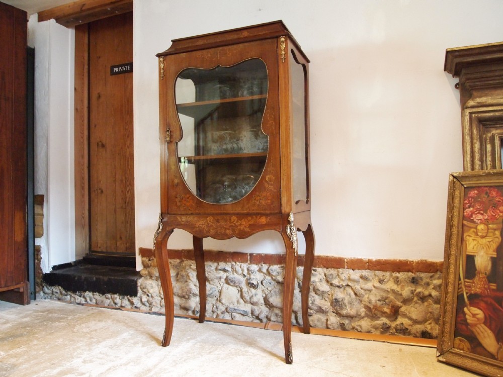 Cabinet display fine inlaid Victorian Mahogany c1890 View VI