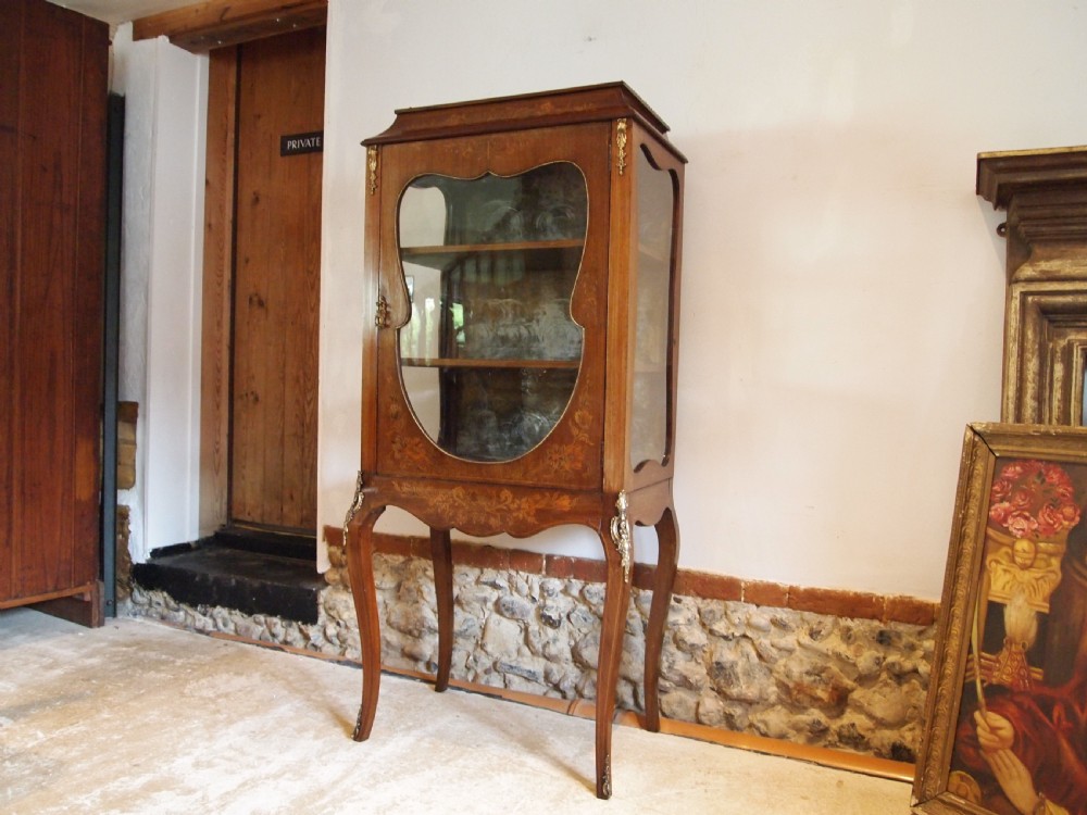Cabinet display fine inlaid Victorian Mahogany c1890 View IX