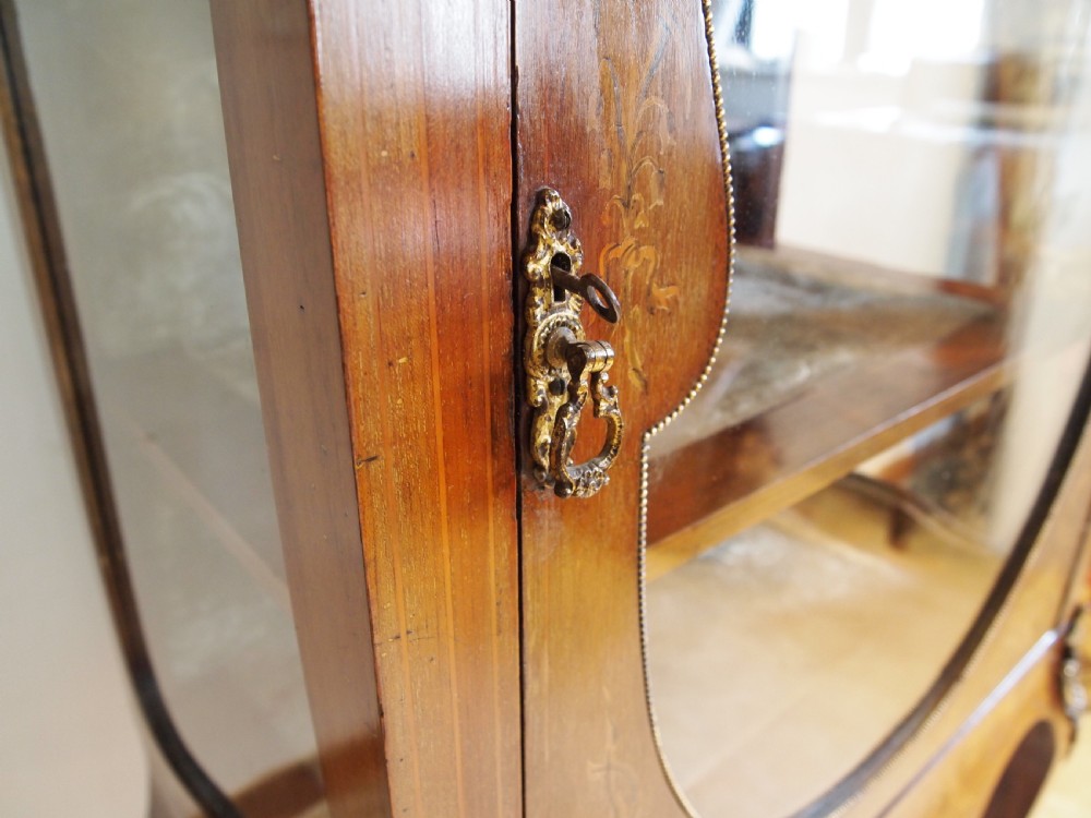 Cabinet display fine inlaid Victorian Mahogany c1890 View XII