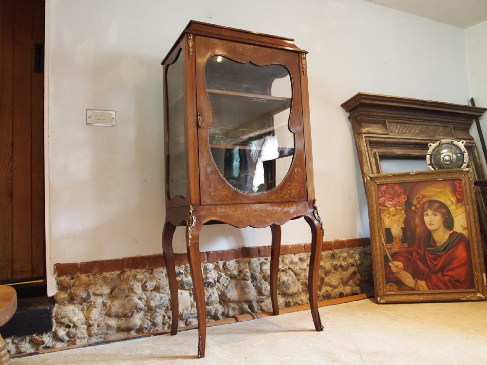 Cabinet display fine inlaid Victorian Mahogany c1890 View XV