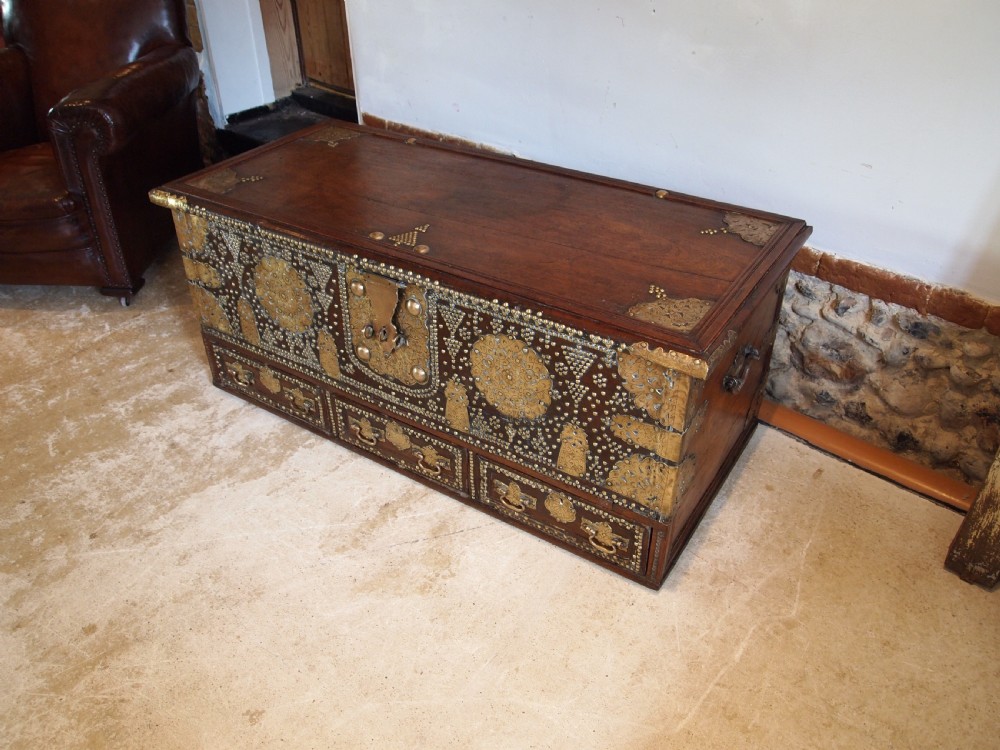 Chest trunk coffer Rare Zanzibar largest size c1870 View XIV