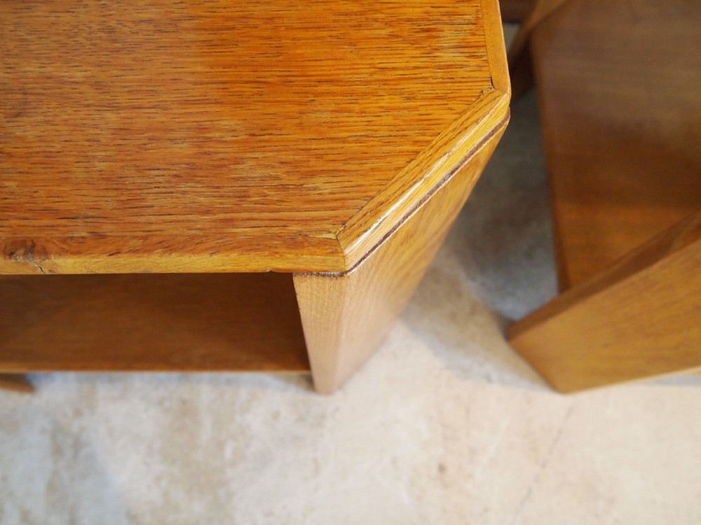 Tables rare Pair of Art Deco Oak bedside lamp hall side c1940 View V